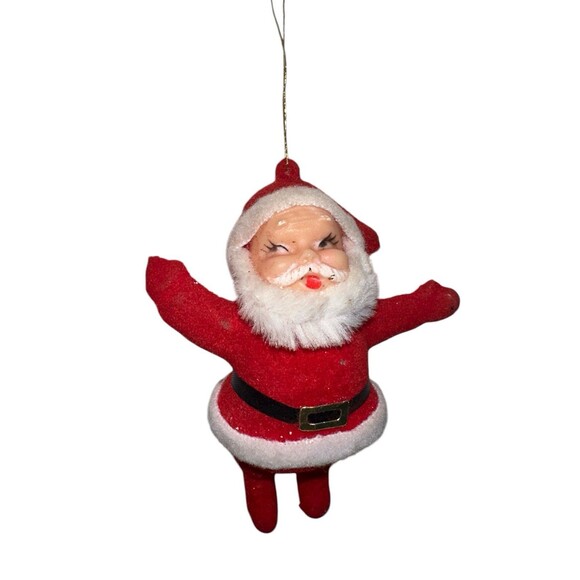Vintage 4” Flocked Santa Claus Christmas Ornament - Picture 8 of 10